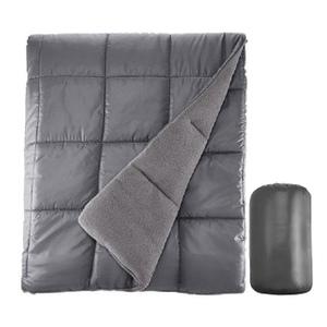 Top Waterproof Nylon with Bottom Polar Fleece Fabric Duck Down Indoor/Outdoor Camping Blanket
