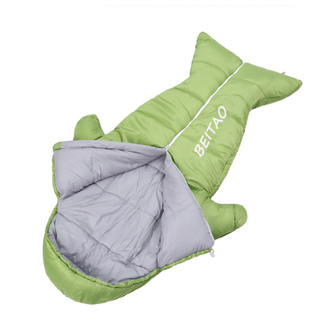 Cute Animal Shaped Kids Sleeping Bag Warm Duck Down Filled Children Outdoor Camping Mermaid Shark Sleeping Bag for Kids